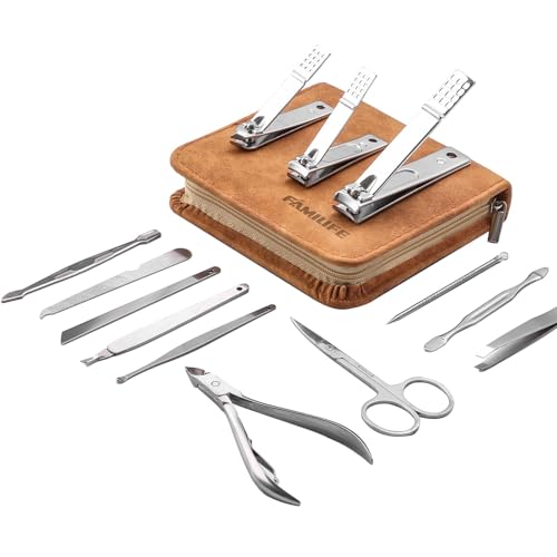 FAMILIFE 13-piece manicure set in stainless steel for travel