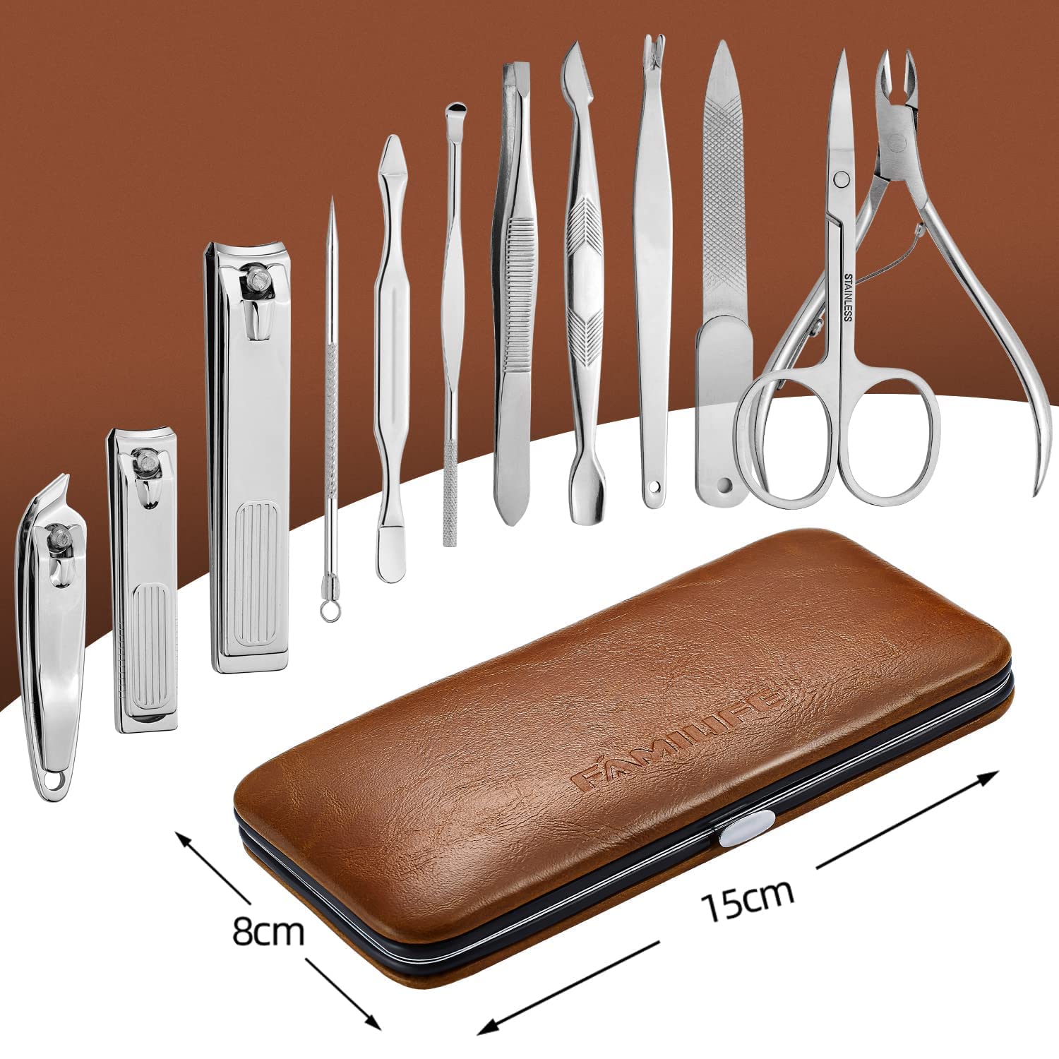 FAMILIFE nail clippers stainless steel, precise cuts for neat nails at home or travel.