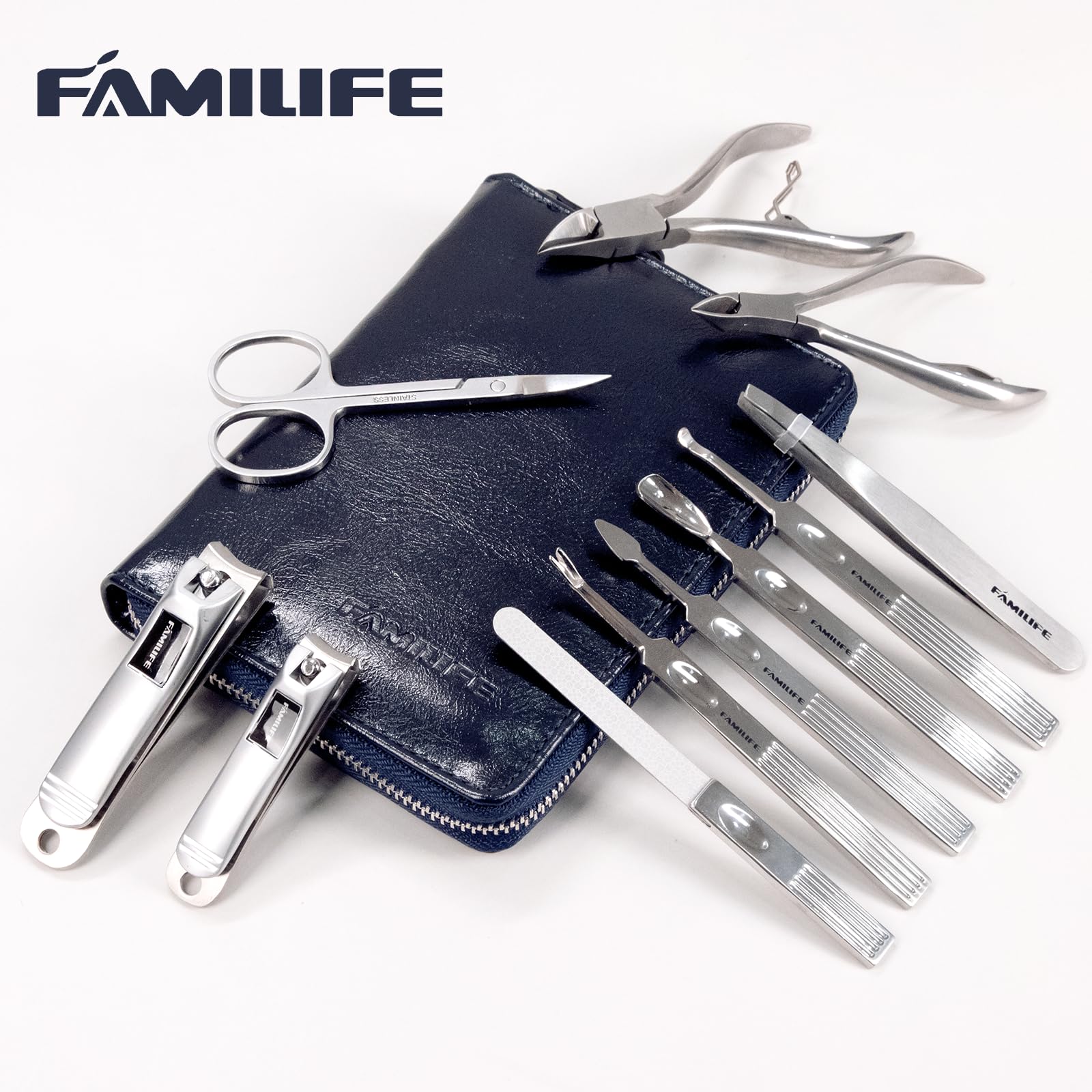 FAMILIFE stainless steel nail clipper closeup demonstrates durable, precise cuts