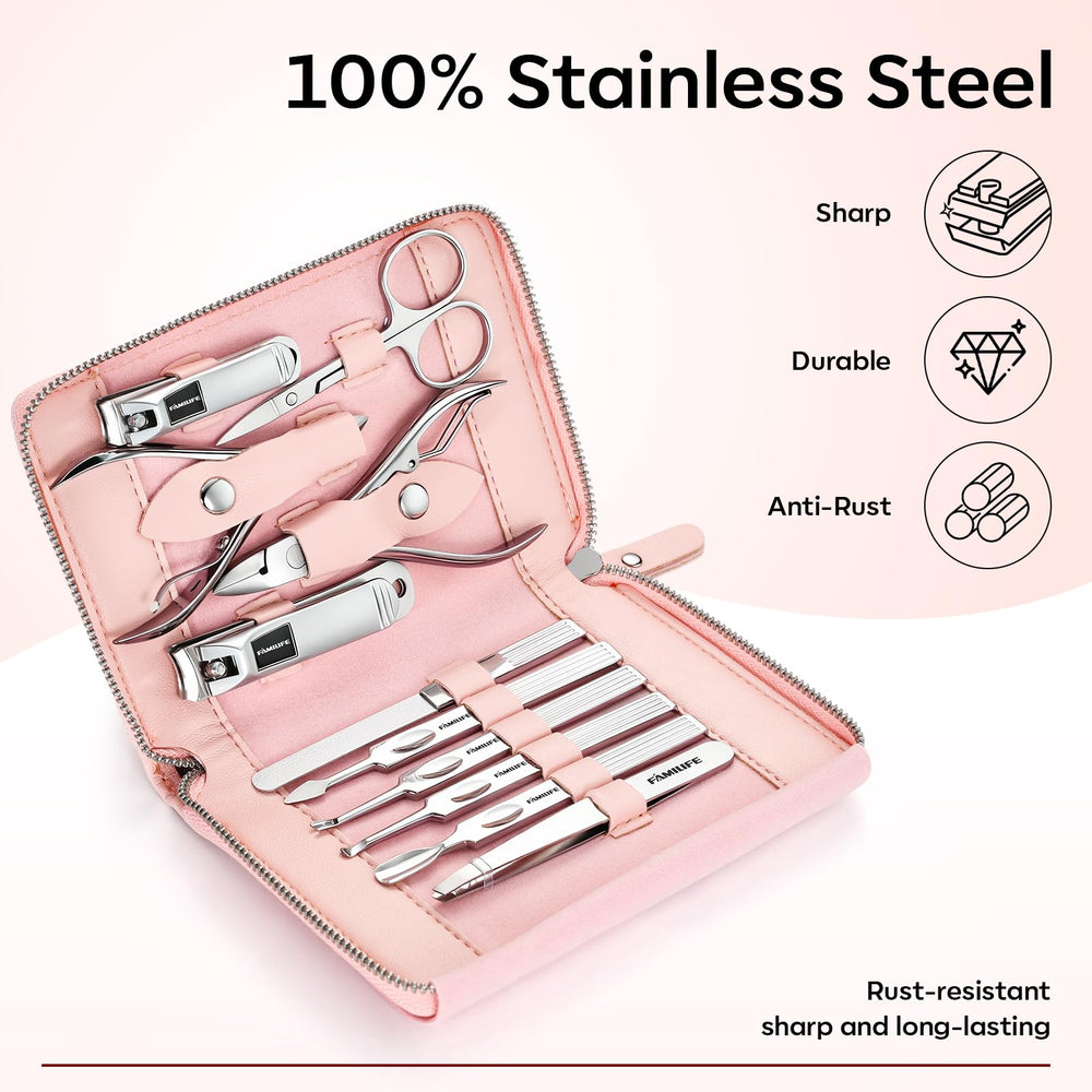 FAMILIFE stainless steel nail clippers closeup shows precise grooming