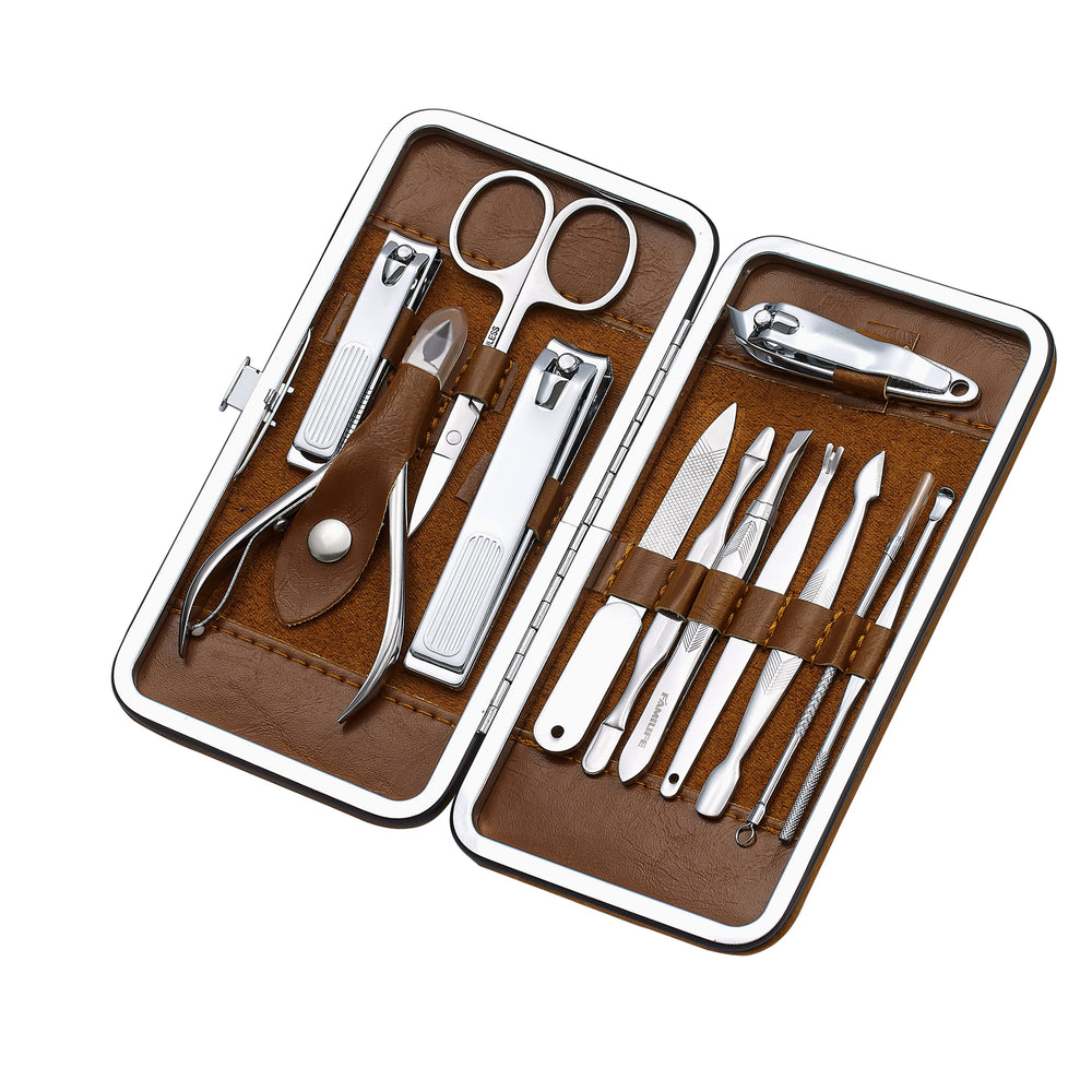 FAMILIFE travel kit brown case, keeps tools organized and protected on trips.