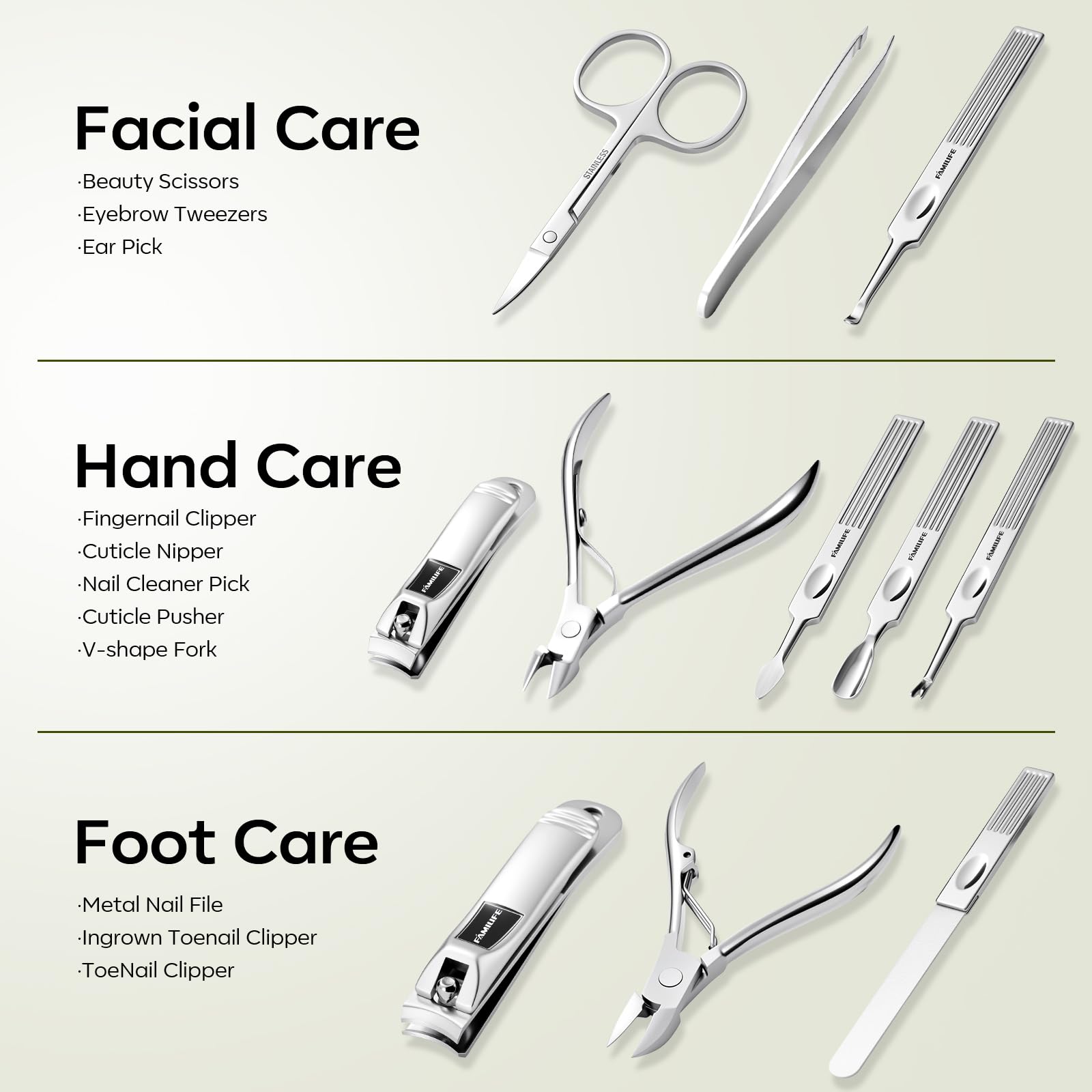 FAMILIFE eyebrow tweezers with aligned tips for accurate grooming.