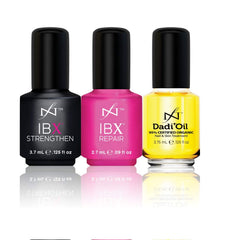 Famous Names IBX Strengthen bottle shows strengthening action for natural nails.