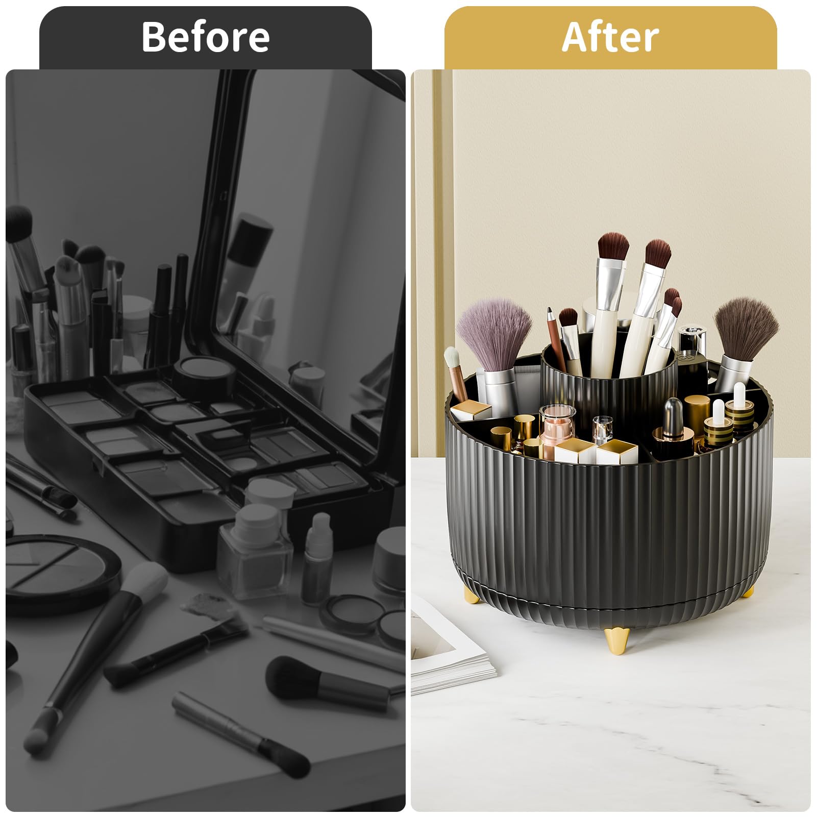 Fanado bathroom and office storage keeps cosmetics organized and within reach