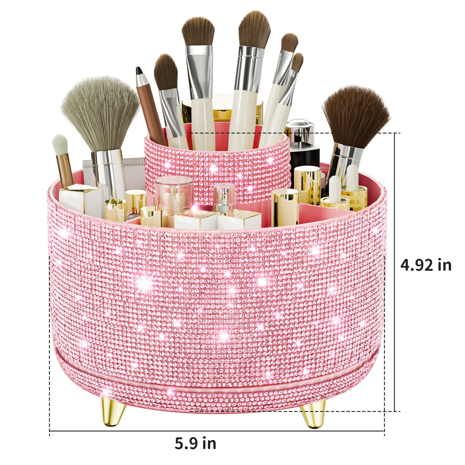Fanado Bling Diamond 360 rotation enables easy access to brushes and products.