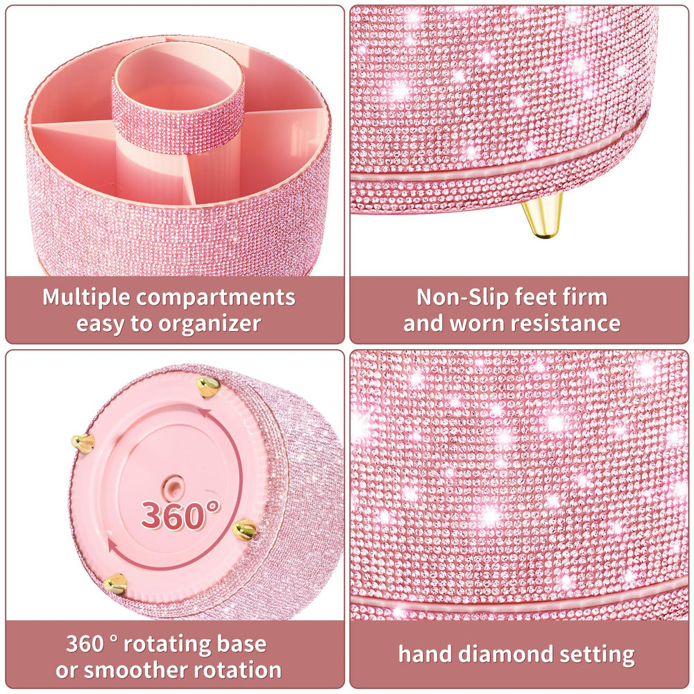 Fanado Bling Diamond five-slot storage neatly holds brushes, lipsticks, and polishes.