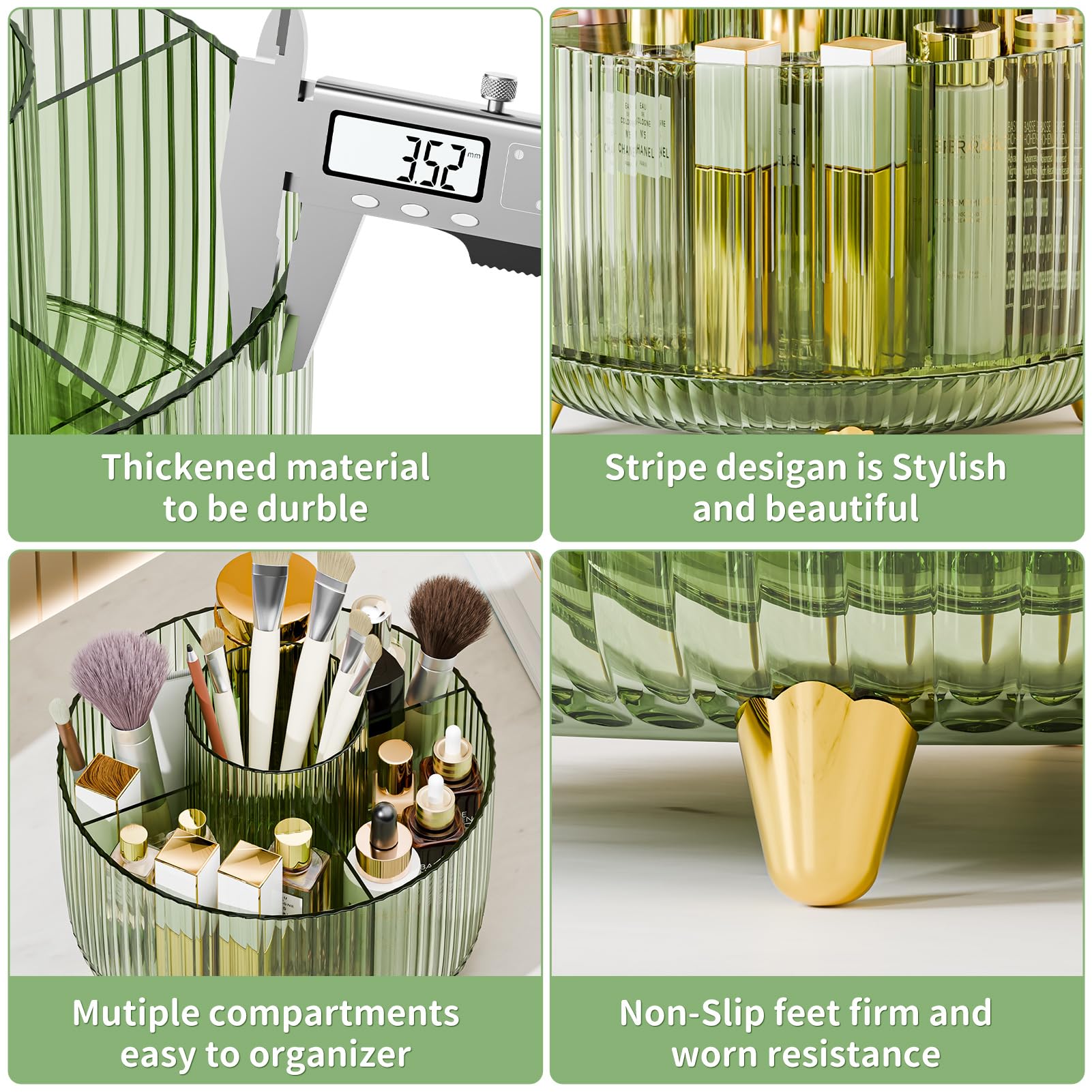 Fanado compact desktop size fits desks and vanities for tidy skincare storage.