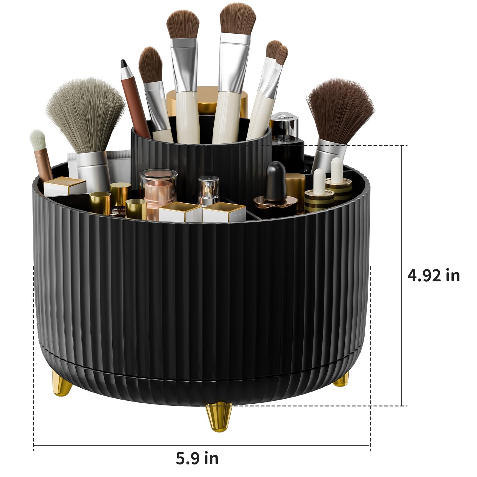 Fanado five-compartment organizer neatly holds brushes, lipsticks, polishes, and skincare