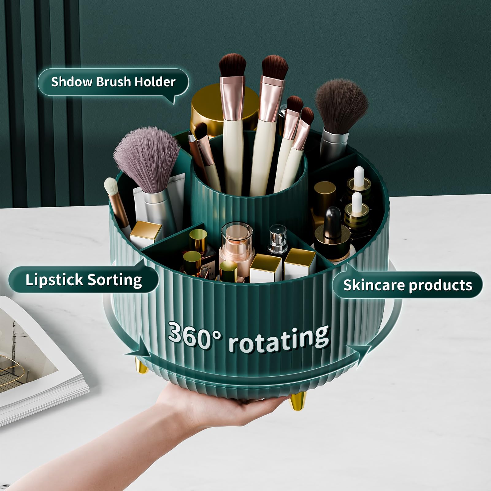 Fanado makeup organizer five compartments neatly hold brushes, lipsticks, polishes, and skincare