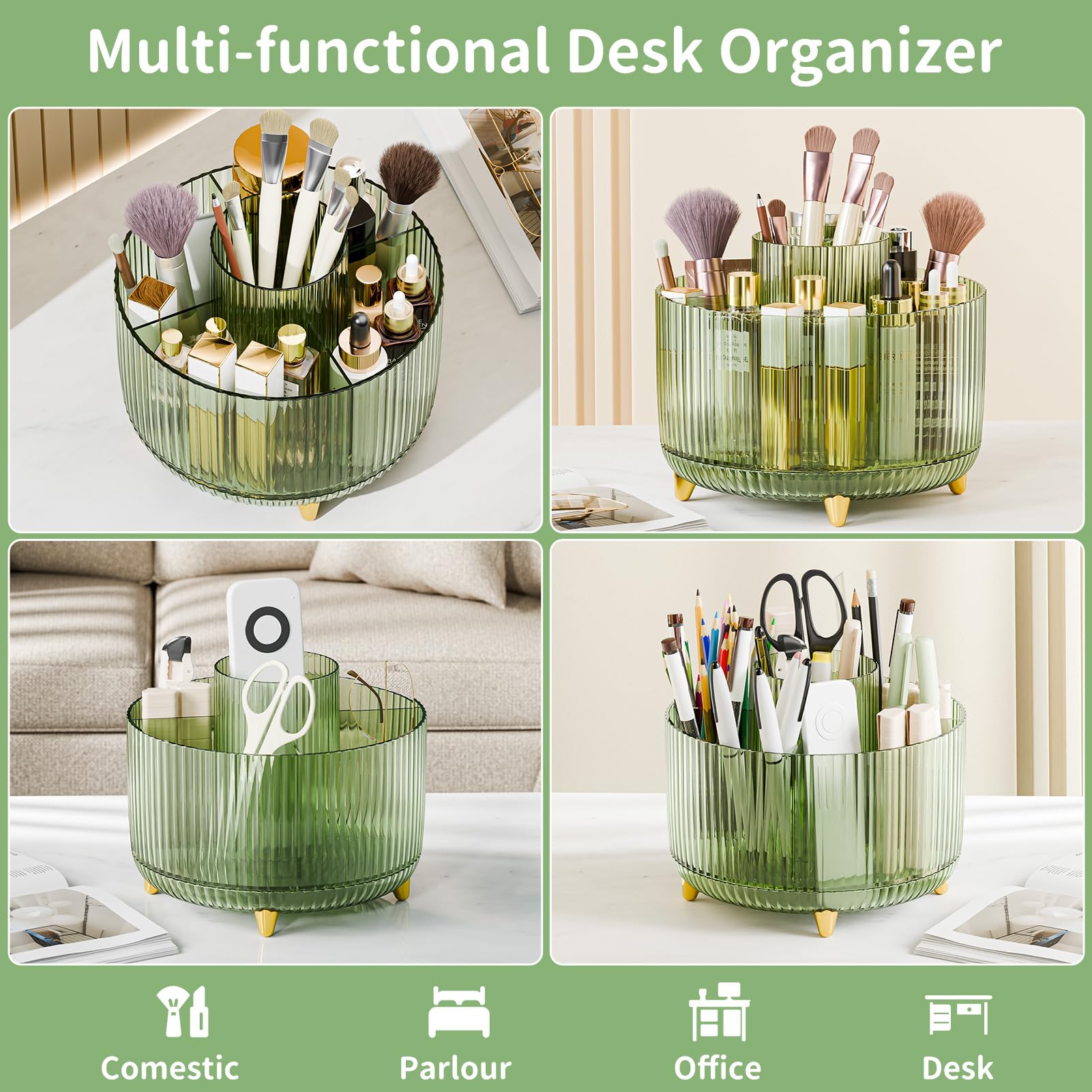 Fanado organizador cosméticos, 5 compartimentos para brochas y esmaltes.