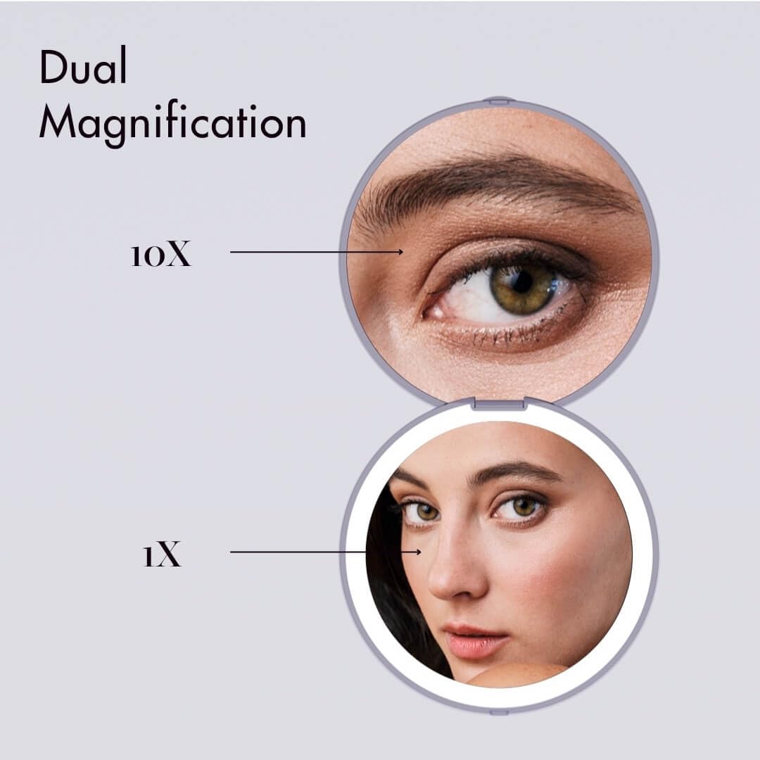 Fancii Mini Taylor mirror with 3 light settings for color-accurate application.