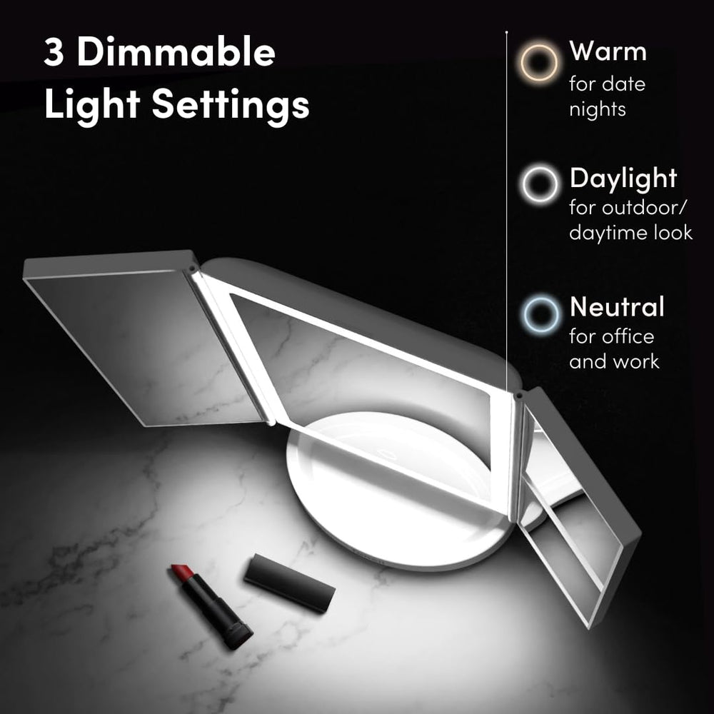 Fancii rechargeable mirror delivers long battery life for cordless makeup sessions.