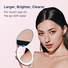 Fancii Taylor travel mirror 1x-10x magnification for full-face application and precise tweezing.