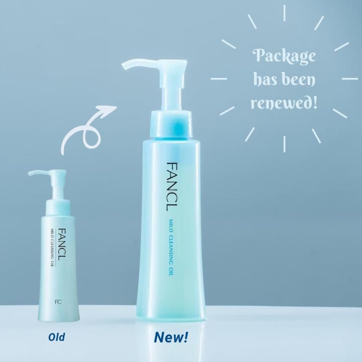 FANCL Mild Cleansing Oil pour reveals lightweight formula for sensitive skin.
