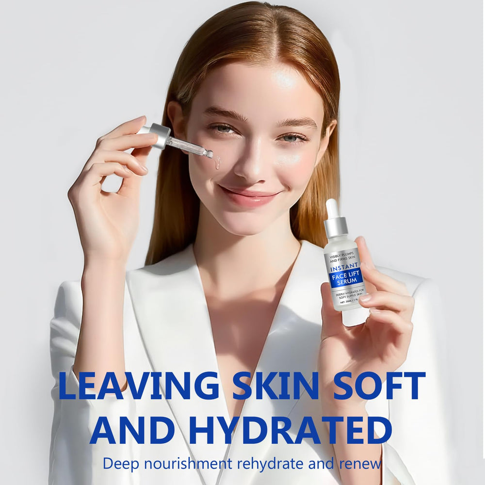 Fancy Pets Instant Face Lift Serum applying on jawline shows instant tightening sensation.