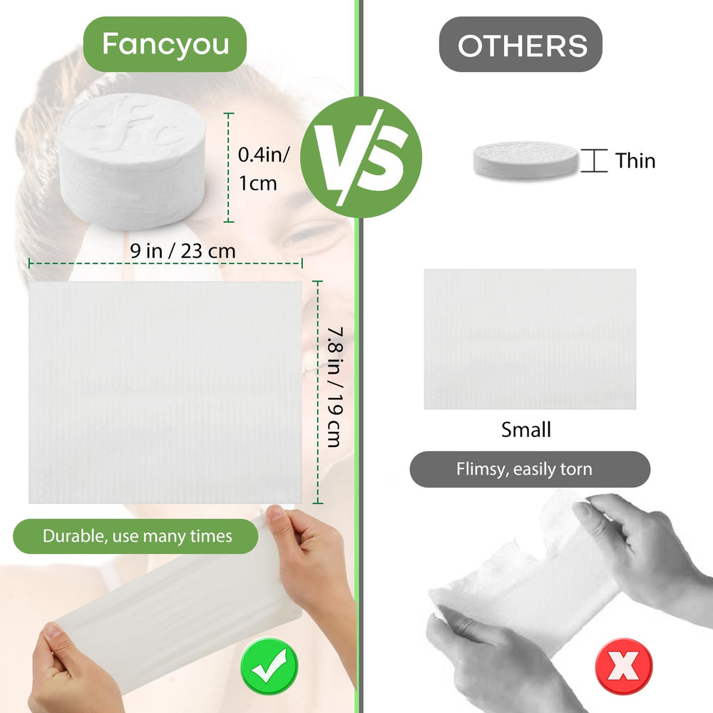 Fancyou towels expand in seconds to a 9x7.5 inch full towel