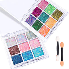 Fandamei 18-color face glitter palette with bold hues for festival-ready looks