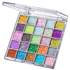Fandamei 25 Colors Face Glitter palette with bold festival-ready shades.
