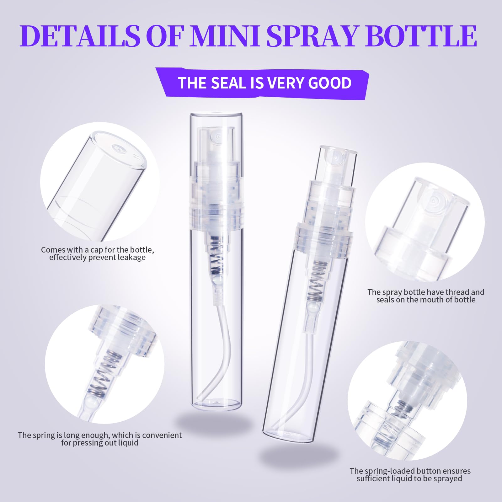Fandamei 5ml mini spray bottle side-by-side emphasizes portable capacity for samples.