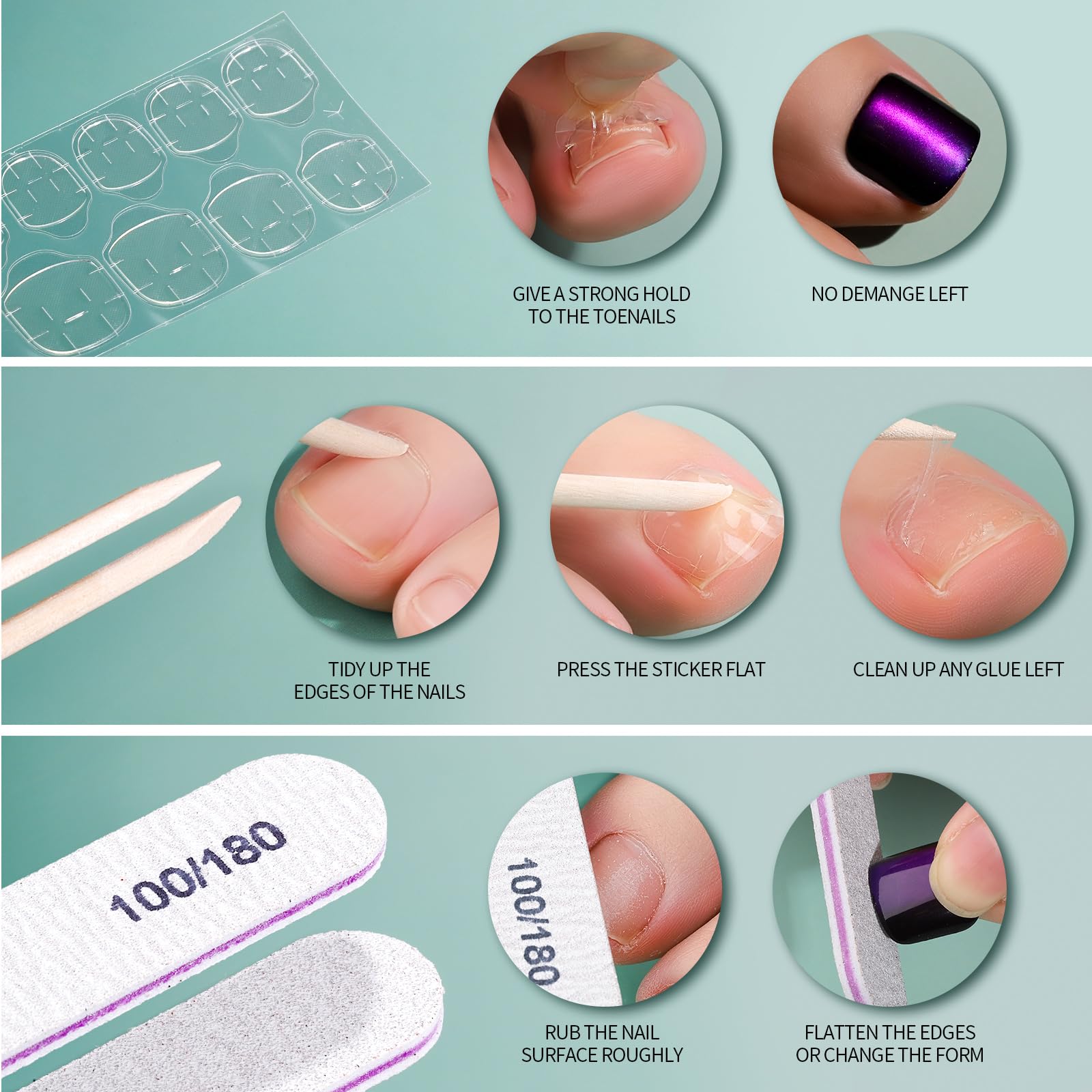 Fandamei adhesive tabs and nail tools for easy at home styling