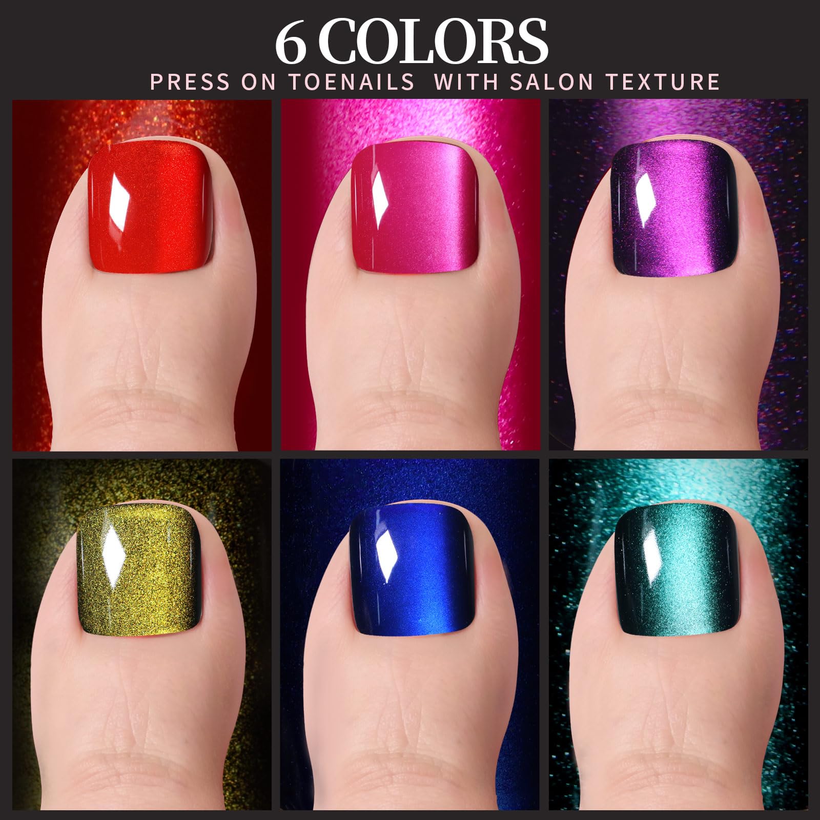 Fandamei cat eye toenails hot pink color with light-reflective shimmer
