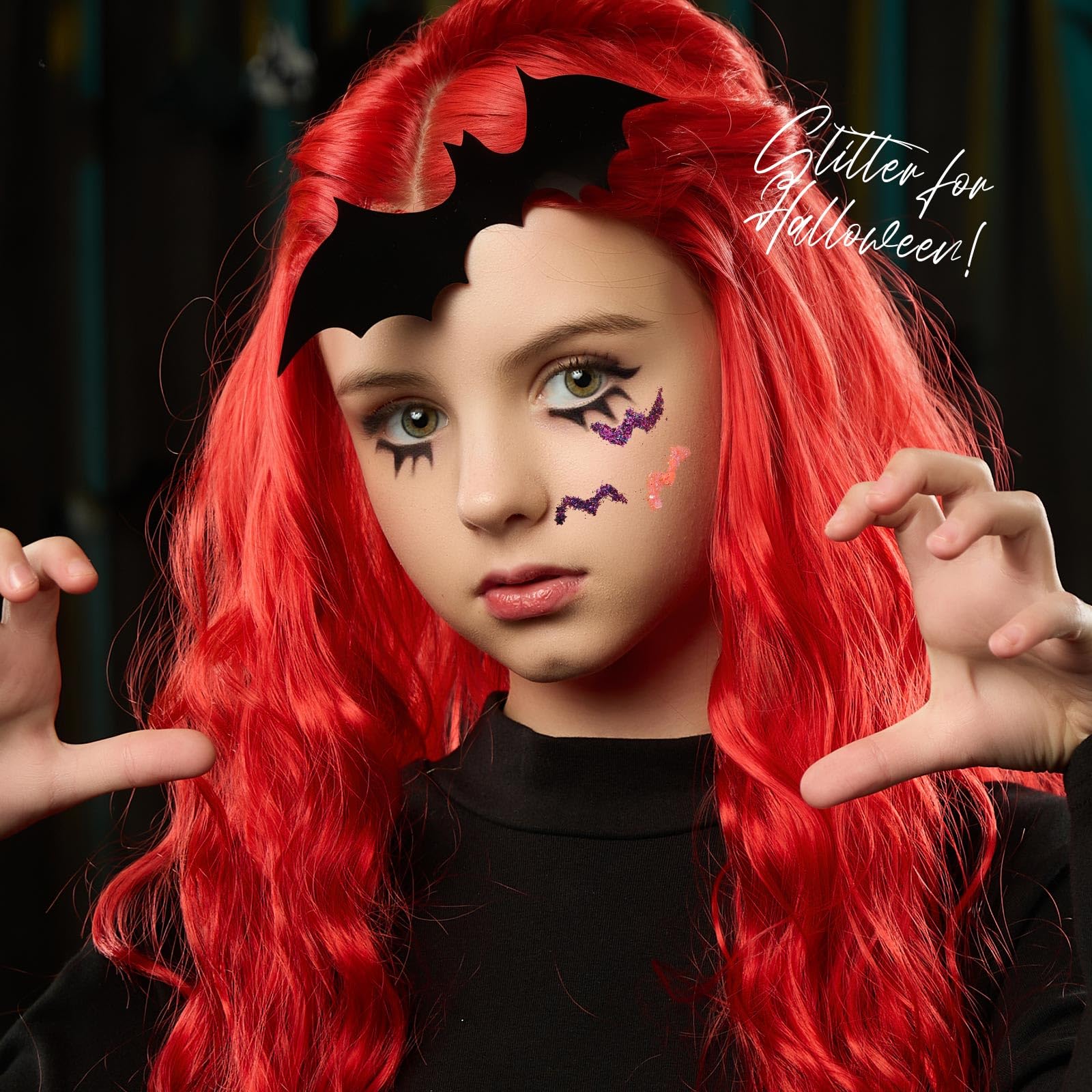 Fandamei face glitter shown with no-glue gel for quick, mess-free makeup.