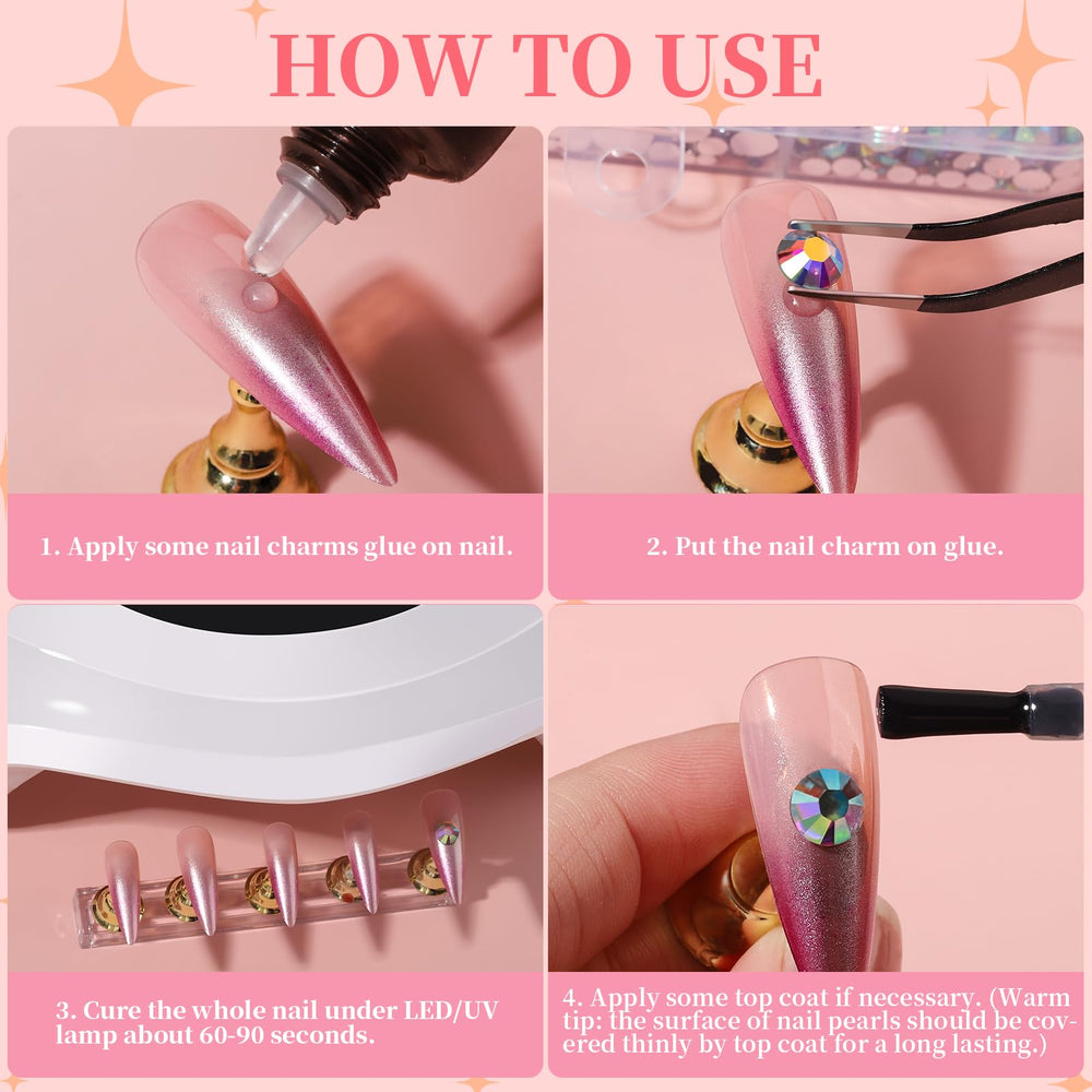 Fandamei pastel flower charms for versatile nail designs