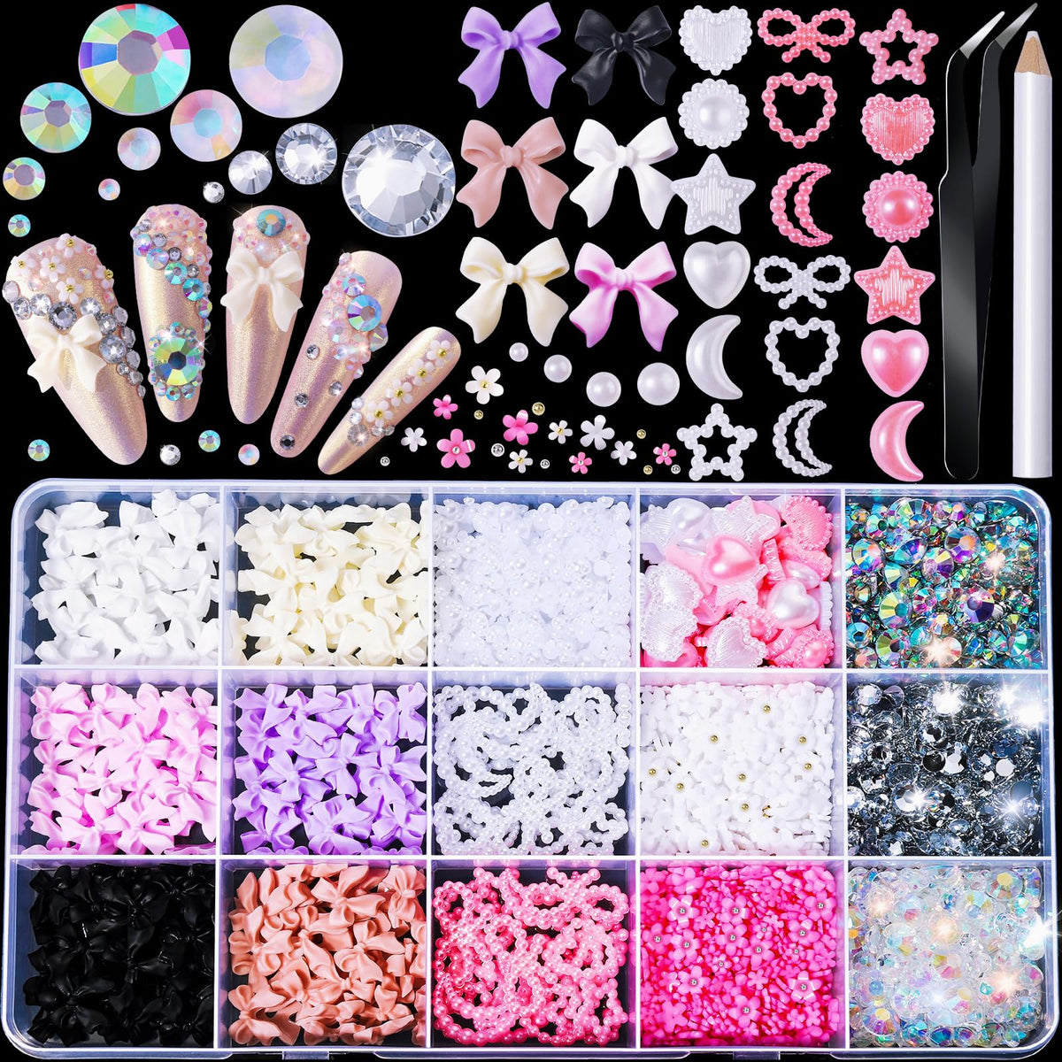 Fandamei nail charms kit set for creative nail art projects