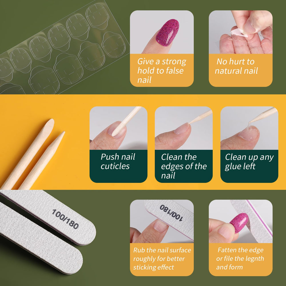 Fandamei included nail files and sticks to prep nails