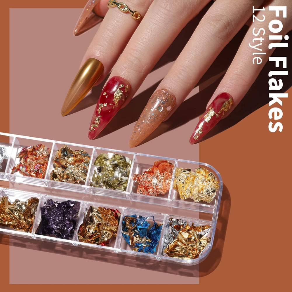 Fandamei iridescent nail foils provide dazzling finishes.