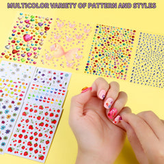 Fandamei nail kit kids gem stickers with rhinestones for sparkly nail and face decor.