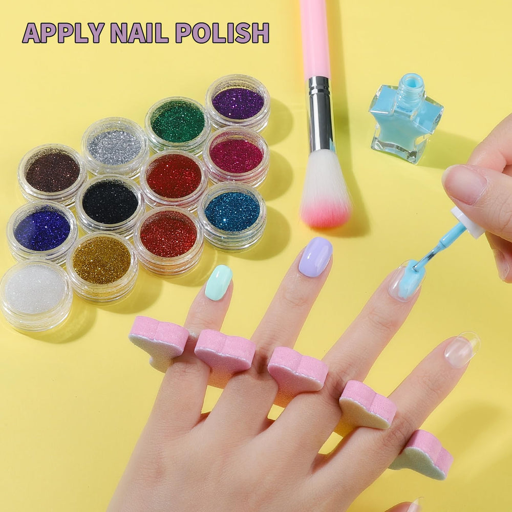 Fandamei nail kit kids superfine glitter colors add shimmer and dazzling detail.