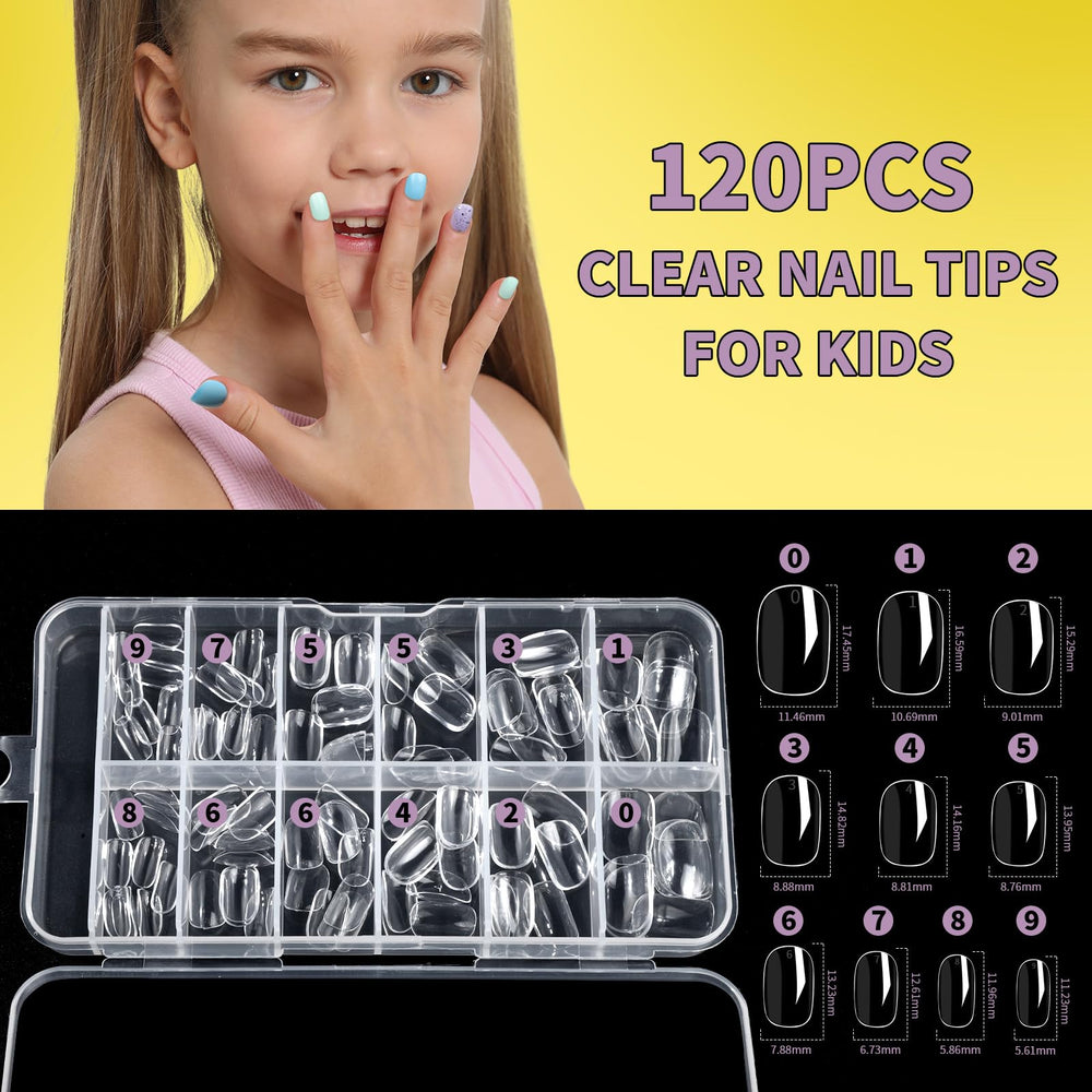 Fandamei nail kit kids self-adhesive tabs for glue-free, easy nail application.