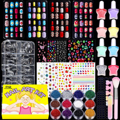 Fandamei nail kit kids press-on nails with colorful designs for quick, mess-free playtime nails.