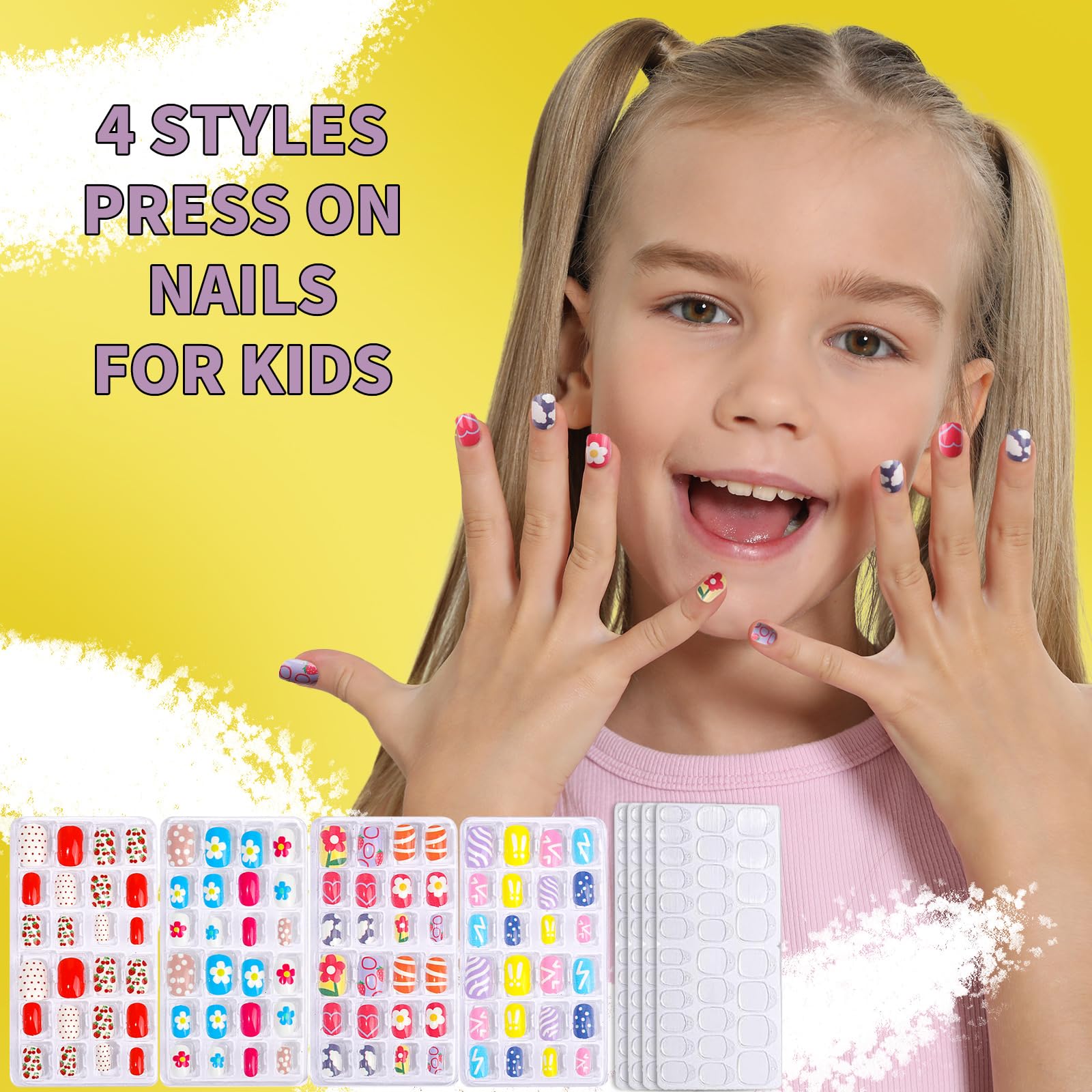 Fandamei nail kit kids water-based polish in candy colors for easy peeling and quick cleanup.