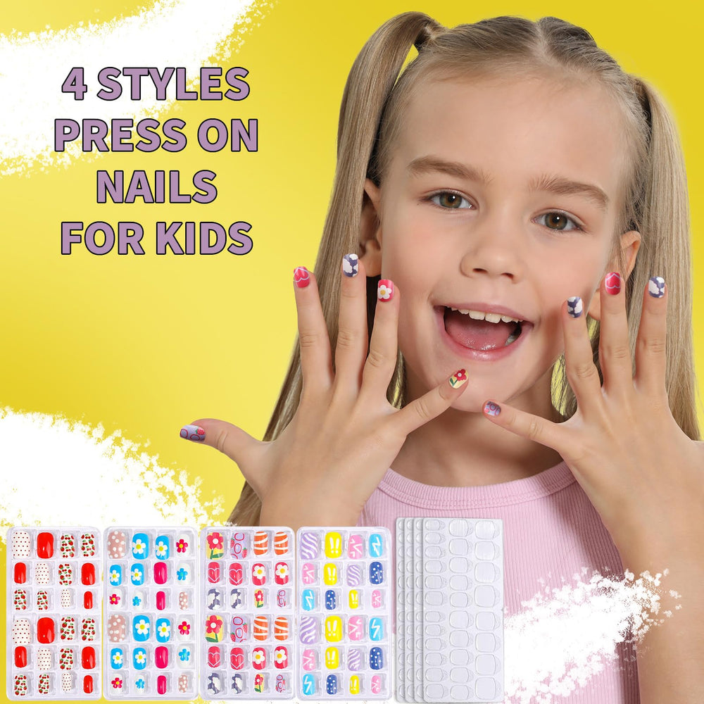 Fandamei nail kit kids water-based polish in candy colors for easy peeling and quick cleanup.