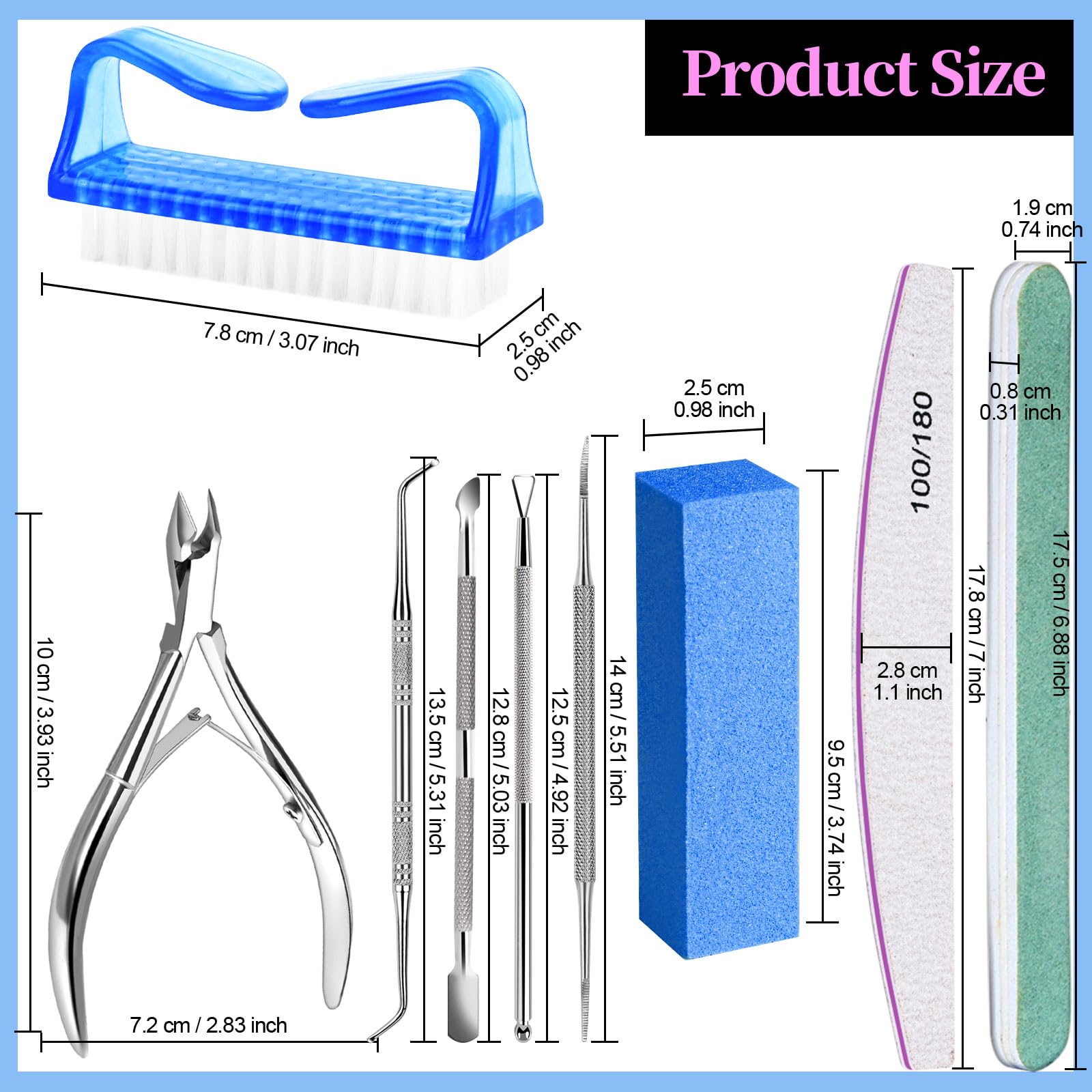 Fandamei stainless steel toenail file with straight and curved ends.