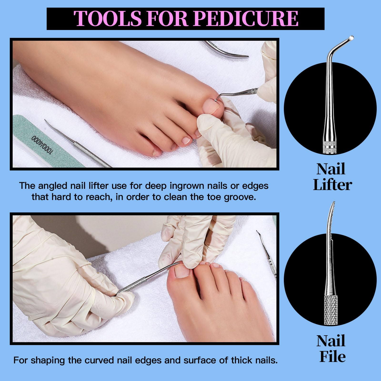 Fandamei nail pusher with triangular cuticle peeler for residue removal.