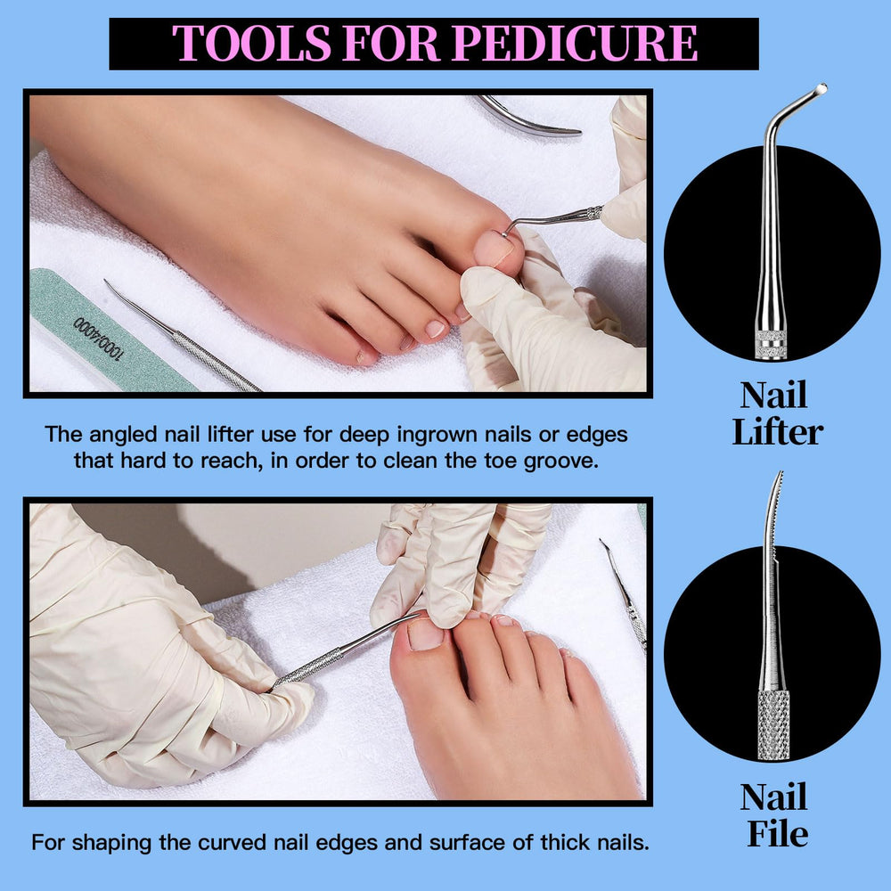 Fandamei nail pusher with triangular cuticle peeler for residue removal.