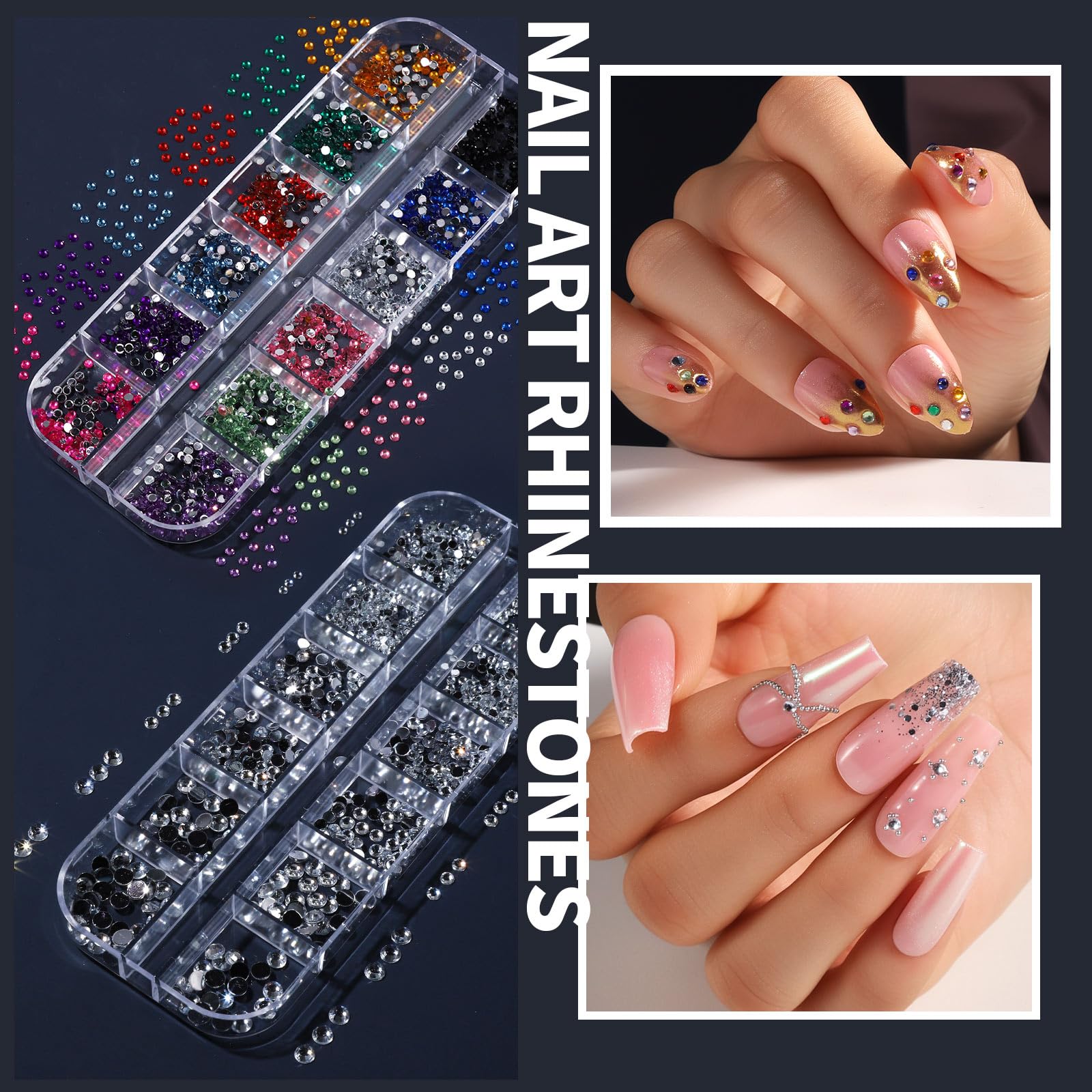 Fandamei colorful and clear rhinestones for nail embellishments