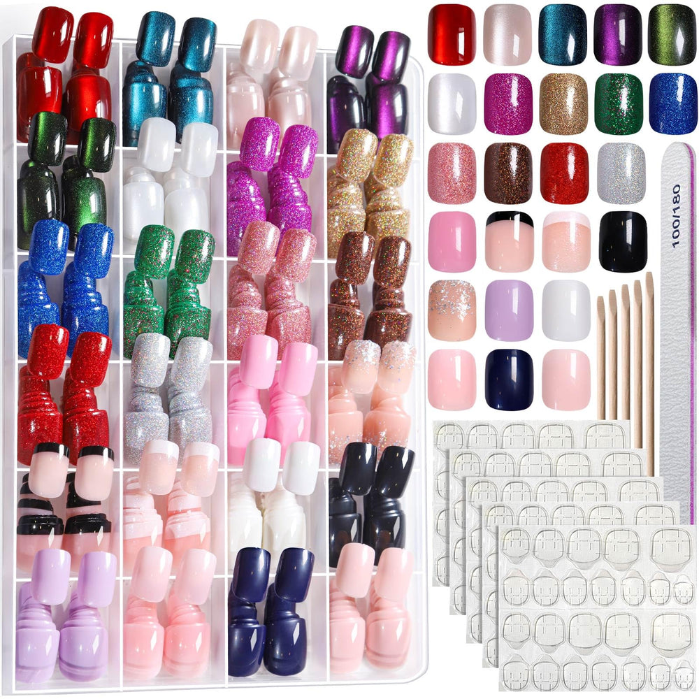 Fandamei press-on nails kit shows 24 colors for quick chic looks.