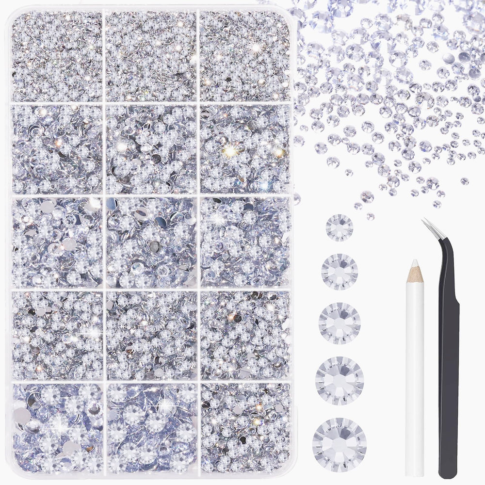 Fandamei silver rhinestones box showing 15000 crystals for sparkling crafts