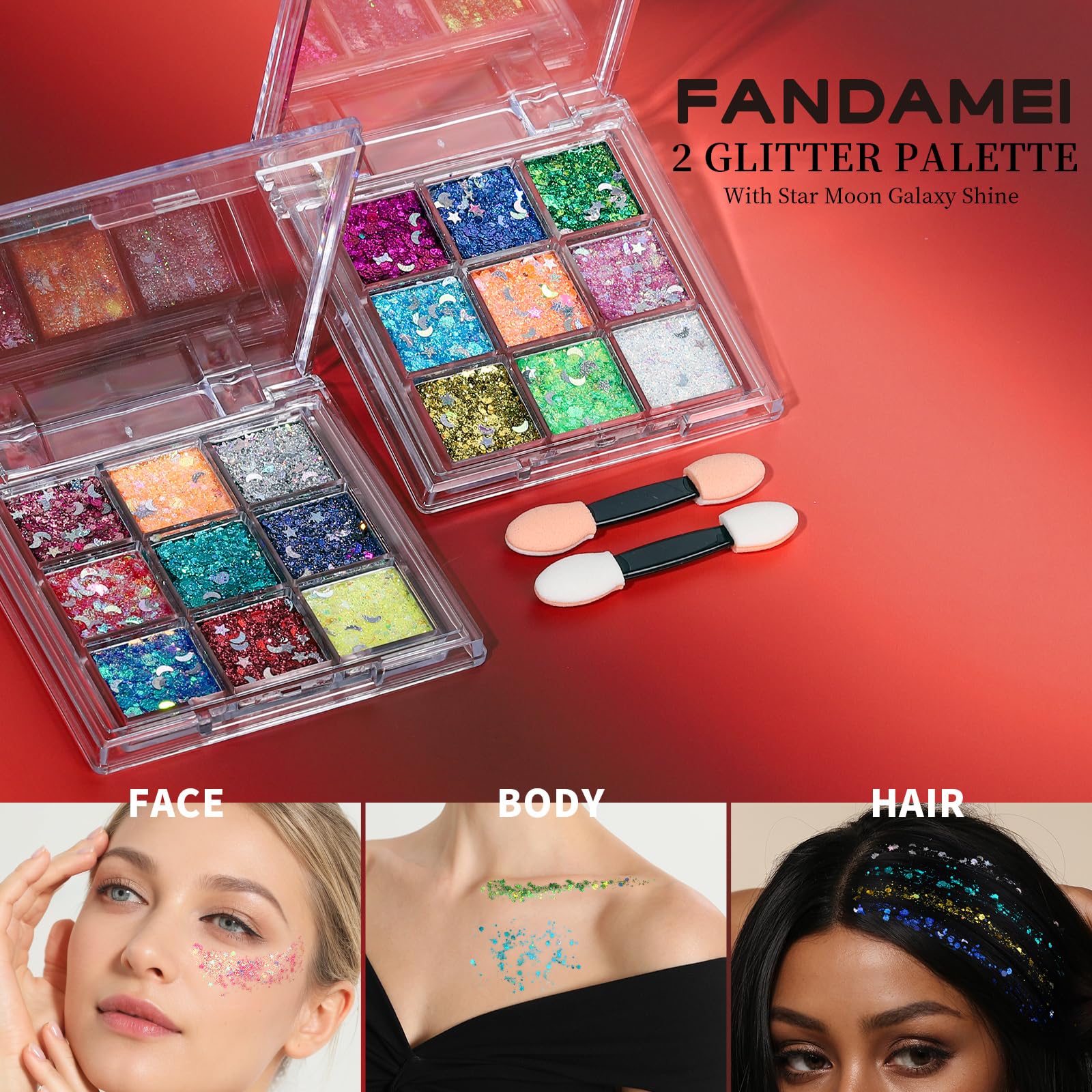 Fandamei Star&Moon body glitter with aurora shimmer for festival glow