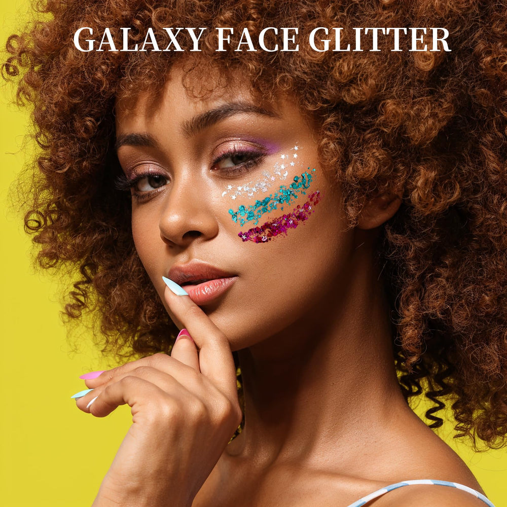 Fandamei Star&Moon glitter on cheekbones and collarbones for subtle glow