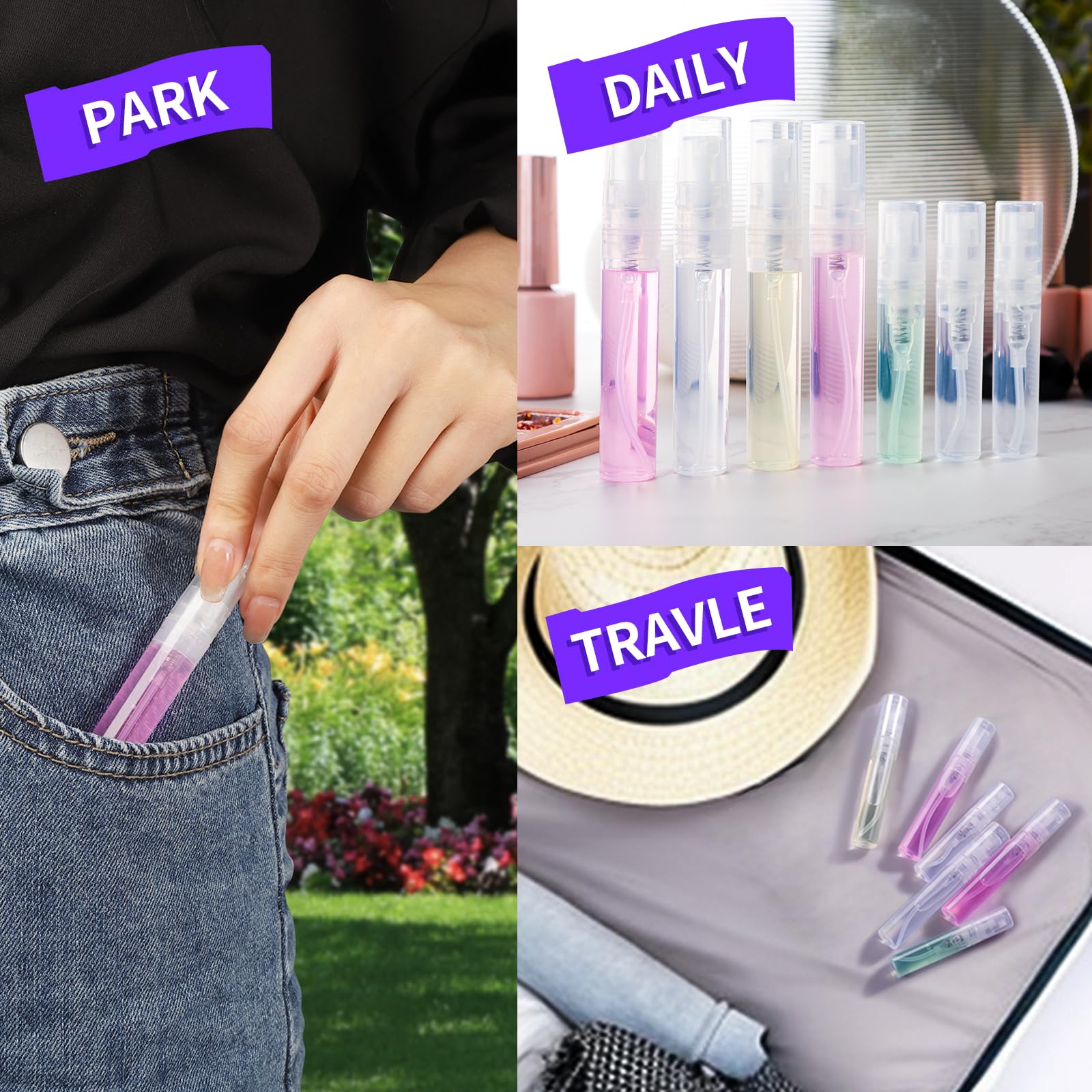 Fandamei travel-friendly mini sprayers ideal for cosmetics, essential oils, and on-the-go use.