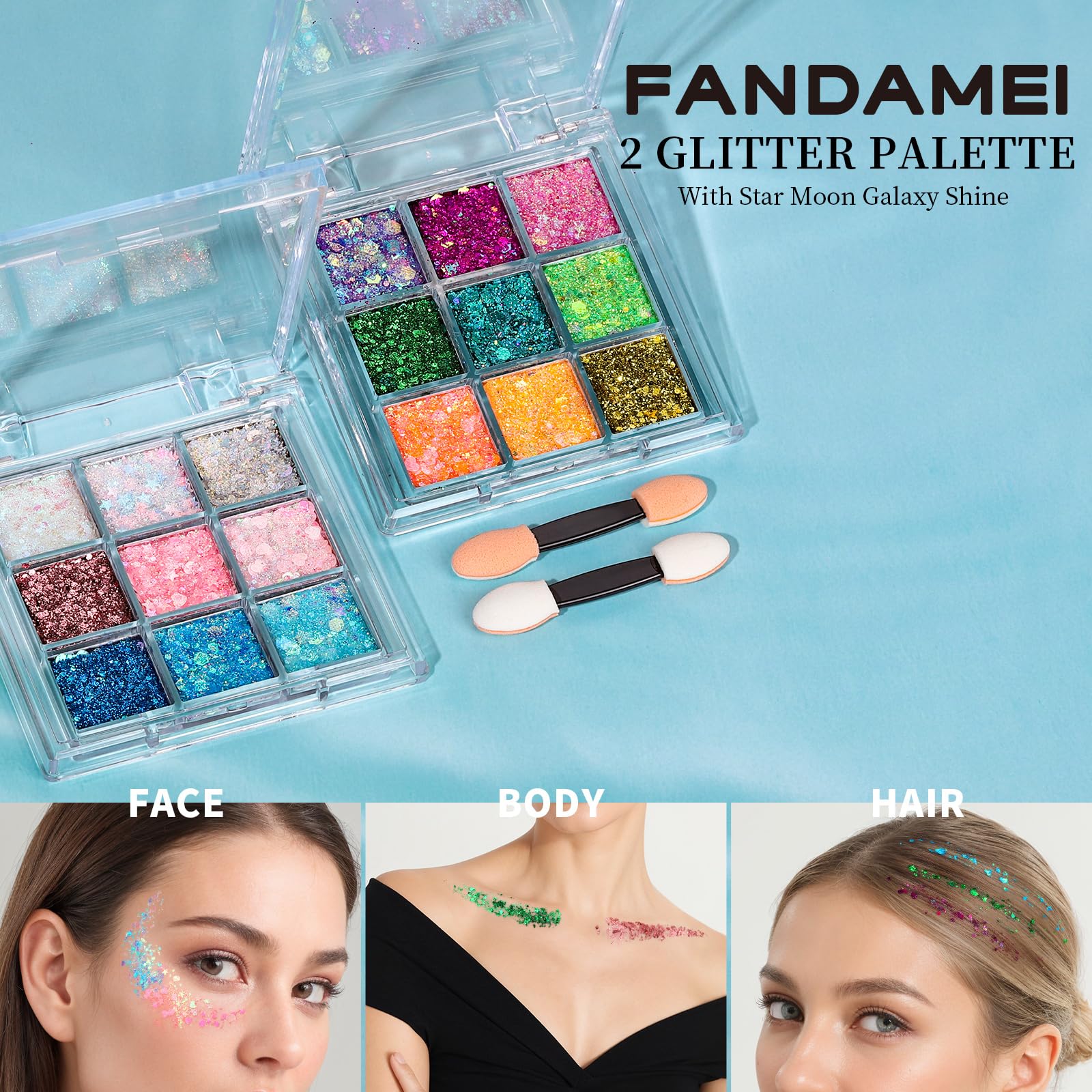 Fandamei two 9-grid palettes offering versatile color themes for creative makeup