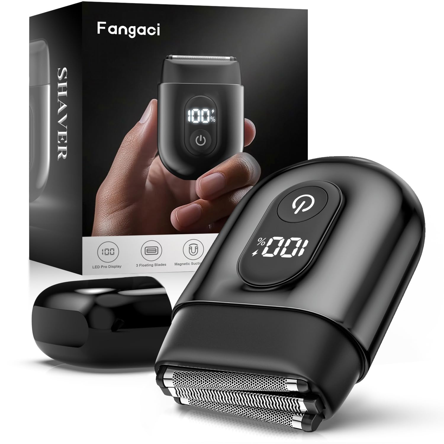 Fangaci electric foil shaver front view for portable grooming