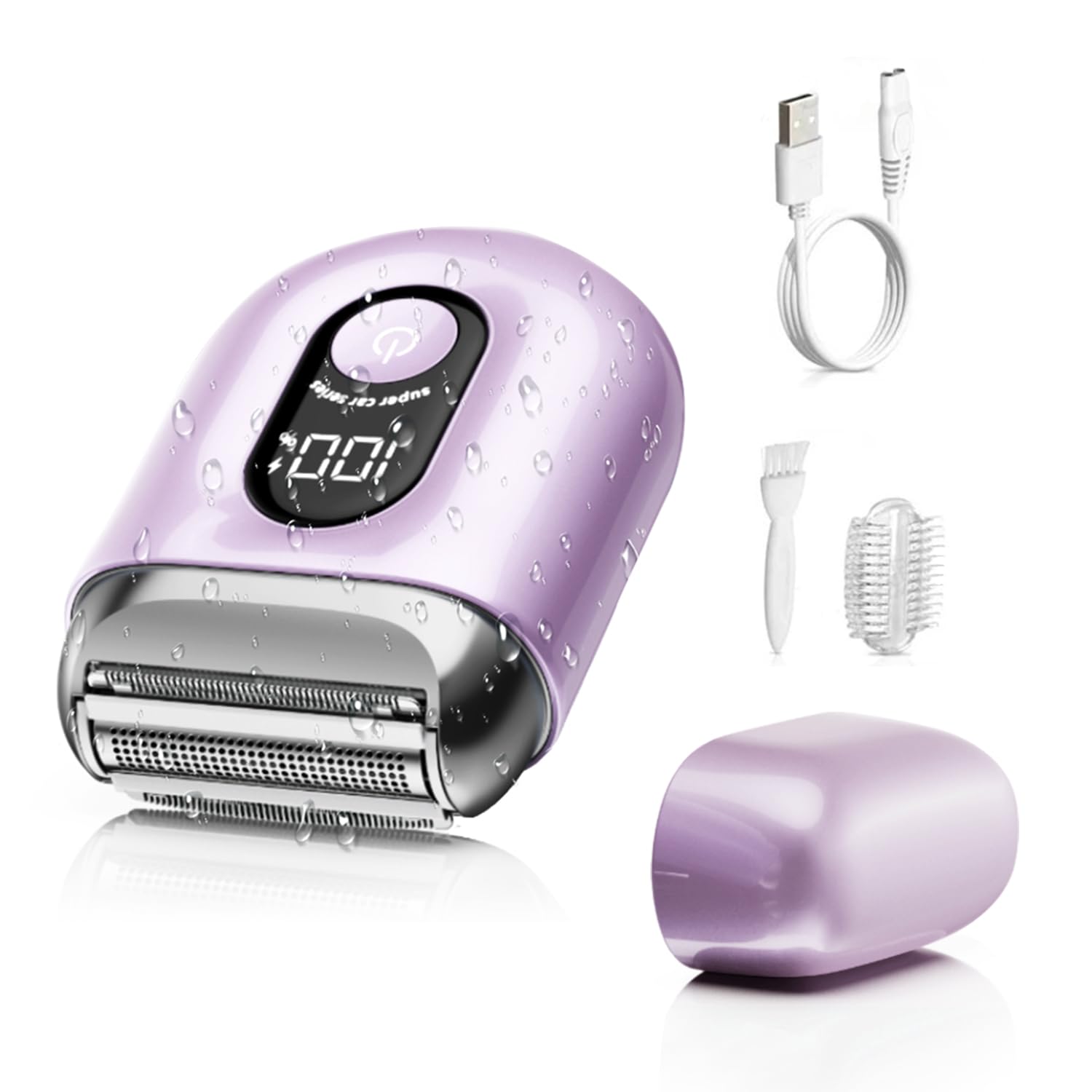 Fangaci mini electric razor with LED display showing battery status for travel-ready grooming.