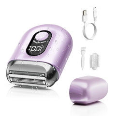 Fangaci mini electric razor with LED display showing battery status for travel-ready grooming.