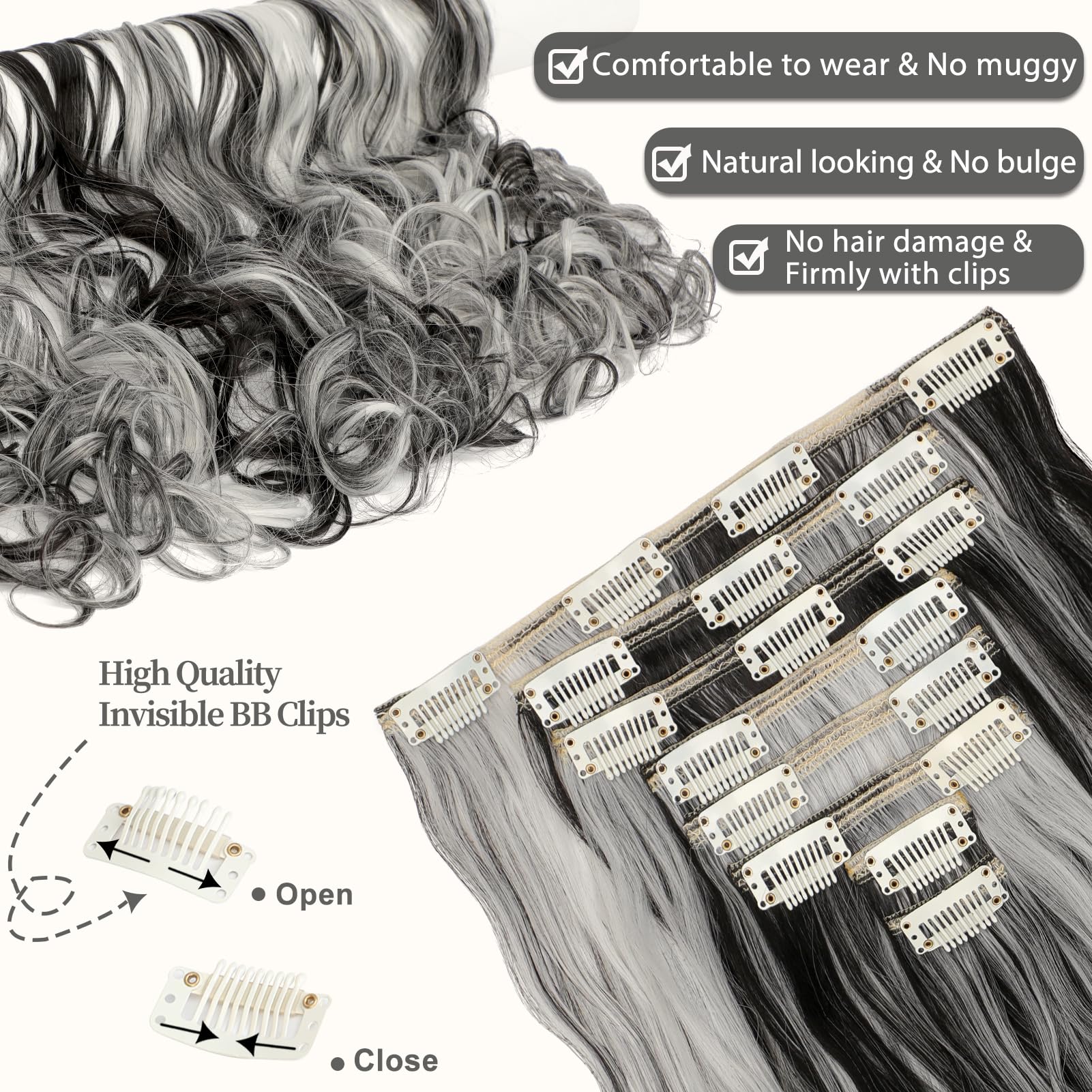 Fanguilar 3-clip weft blends evenly for balanced volume